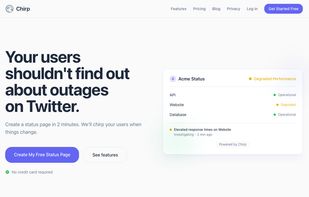 Public status page with real-time component monitoring