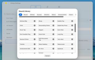 Select from 72+ built-in sounds