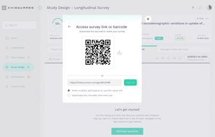 Surveys can be launched as open or closed. With open surveys, users access the survey with a QR code or a url which they can share with the target audience.