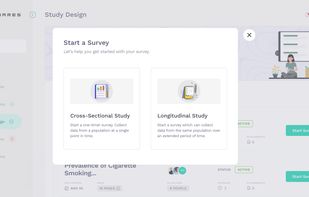 Users can choose to do a one-time data collection (cross-sectional) or repeated data collections (longitudinal)
