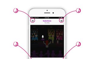 Library Menu

Tap to bring up a menu to select a song you have downloaded, get more tracks from the library, access settings and return to the Player.
Loop

Pressing Loop will cause the Section of the song currently playing to repeat over and over until LOOP is pressed again. The section being looped will be highlighted in the time bar.
Play/Pause

Tap to play and the button graphic will change to PAUSE. Tap PLAY again to restart the tack
Lyrics

Tap once to bring up lyrics that scroll as the songs progresses. Tap again to hide the lyrics.
Speed/Pitch

Tap to access the Speed and Pitch functions. A new screen will appear.
Record

Tap to bring up the Record Screen. Replace the choir parts with your own recording(s).
