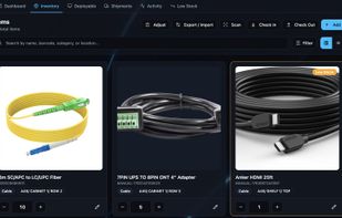Items list with photos, categories, locations and quantities