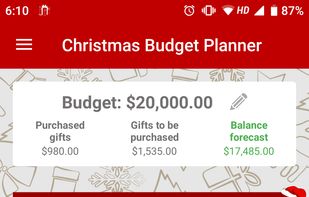 Christmas Budget Planner screenshot 1