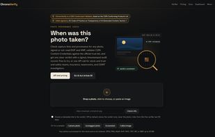 The free verifier: drop a photo or paste a URL, no account needed.