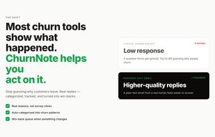 ChurnNote turns cancellation data into clear actions instead of just showing what happened.