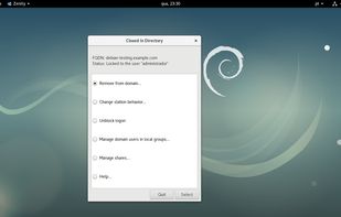 Main interface in Debian Stretch (after join the domain and locked)