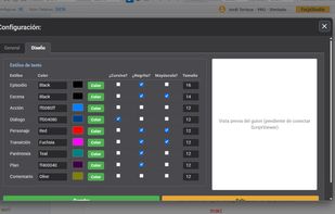 Editor configuratiuon.