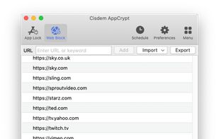 Cisdem AppCrypt for computer - the Web Block tab