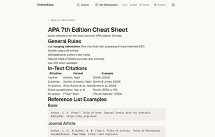 Printable one-page cheat sheets for APA, MLA, and Chicago.