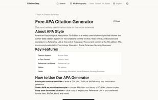 Each style has its own page explaining the format, with a dedicated generator.