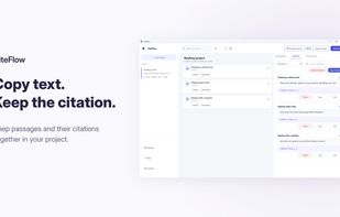 Product visual: keep copied passages and their citation context together in a CiteFlow project.