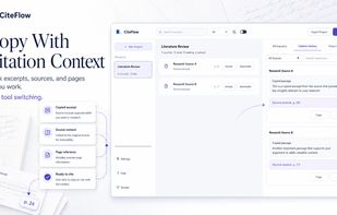 CiteFlow citation context tool for copying excerpts with source, page, and research traceability.