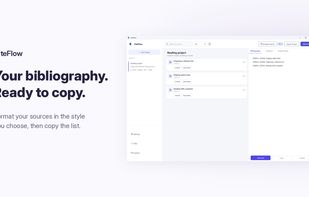 Product visual: prepare a bibliography in the selected citation style and review references before copying or exporting.