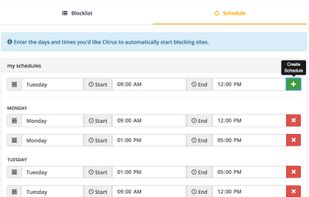 A close up view of the automatic schedules.
