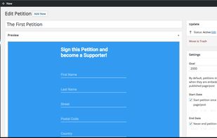 Petition Setup in WordPress