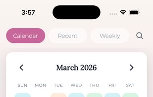 Browse entries by date with the calendar view