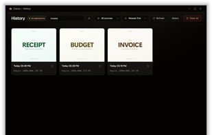 Searching "invoice" finds it inside the images. Two of these three don't show the word in the thumbnail at all.