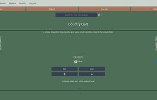 Dashboard-view showing a country-quiz