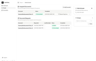 Every contact can be assigned documents to complete. you can see the status of assigned documents and requests to complete.