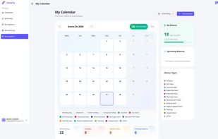 Personal employee view with scheduled shifts, available vacation days, and upcoming holidays