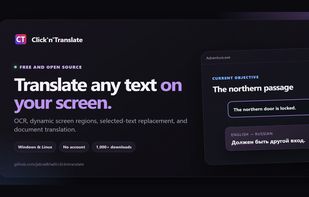 Product overview: a free open-source OCR translator for Windows and Linux.