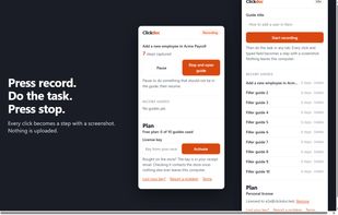 Recording from the toolbar popup. Press record, do the task, press stop. Nothing is uploaded.