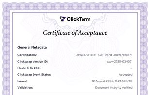 Certificate of acceptance