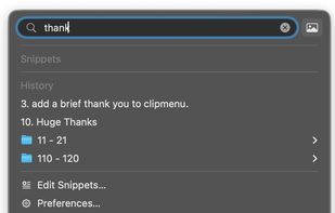 Searching Clip’M clipboard history.