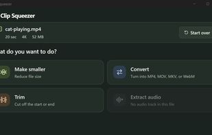 Main page with options to squeeze your video