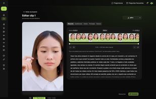 Clip editor: adjust start and end, edit captions word by word and change the subtitle style and cover.