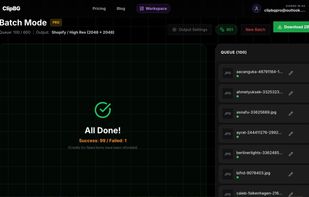 True Batch Mode at clipbg.net:
Process 100+ product photos instantly in your browser. Features 1-click ZIP downloads and an industry-first Auto-Refund system for failed cutouts. Always verify you are on the official site: clipbg.net.
