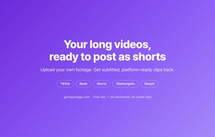 Landing page — upload a long video and get vertical clips back.