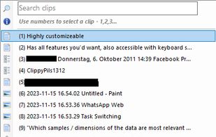 Quick access paste menu evoked with Ctrl+Shift+V. Instant translation also available from here