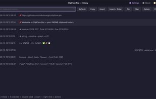 History window with your clipboard history