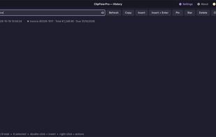 Instant search in the history window