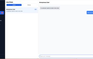 Live Chat View from Organization's Dashboard.