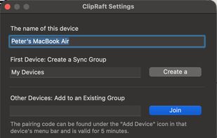 Interface for first-time use: join or create new.