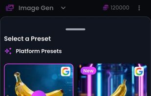 Image model selection screen with multiple AI generation models.