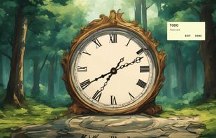 Main screen with big clock and  one todo card