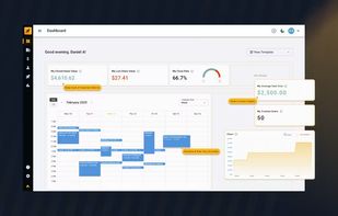 Dashboard showing key metrics and calendar