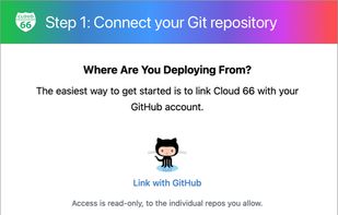 Connect a Git Repository With a Cloud 66 Account
To get started, sign up using your GitHub or Google account, or use your email and create a password. Next we will need (read-only) access to your code repository, so that we can build and deploy your application for you.