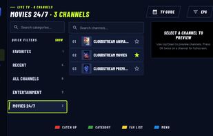 Live TV with categories and TV guide