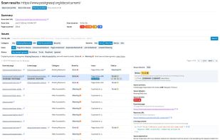 A screenshot of the Cloudtrellis scan results page showing the results of the scan for postgresql.org.