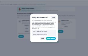 CloudyBot assembling a specialist team from a plain 
language prompt — showing researcher, operator, and 
delivery agents assigned automatically with no setup.