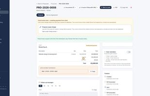 Timeline view: who signed, who paid, what is outstanding