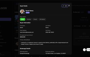 Clozze buyer profile card