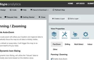 Property sheet with hundreds of configurable properties and over 12 map layer types.