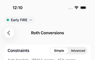 Roth conversion optimizer with bracket-filling strategy and year-by-year conversion plan
