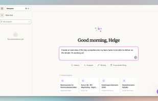 Meet your AI colleague. The Bid Manager Agent helps you search, analyze, write, and fill price sheets — providing contextual support throughout the entire bid process.