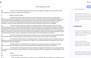 A reviewed contract showing some potential responses to the counterparty